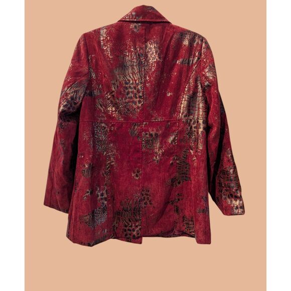 erin london velvet red with gold&black fully lined blazer jacket  Sz M - Picture 8 of 12